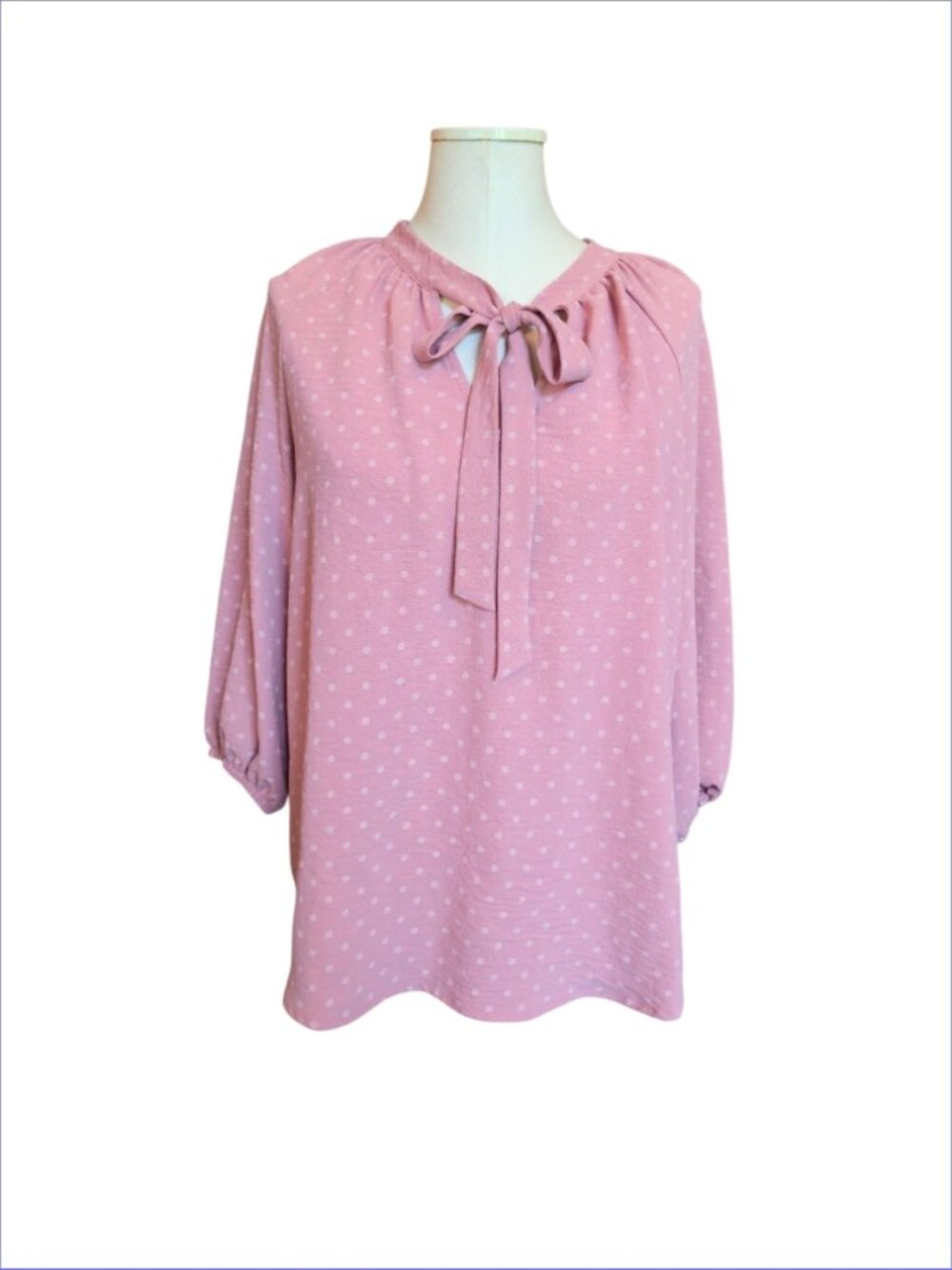 Olivia & Martin pink peasant style blouse size L cottage core